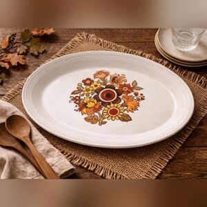 Myott England Festival Ironstone Serving Platter Vintage MCM Floral Oval Retro